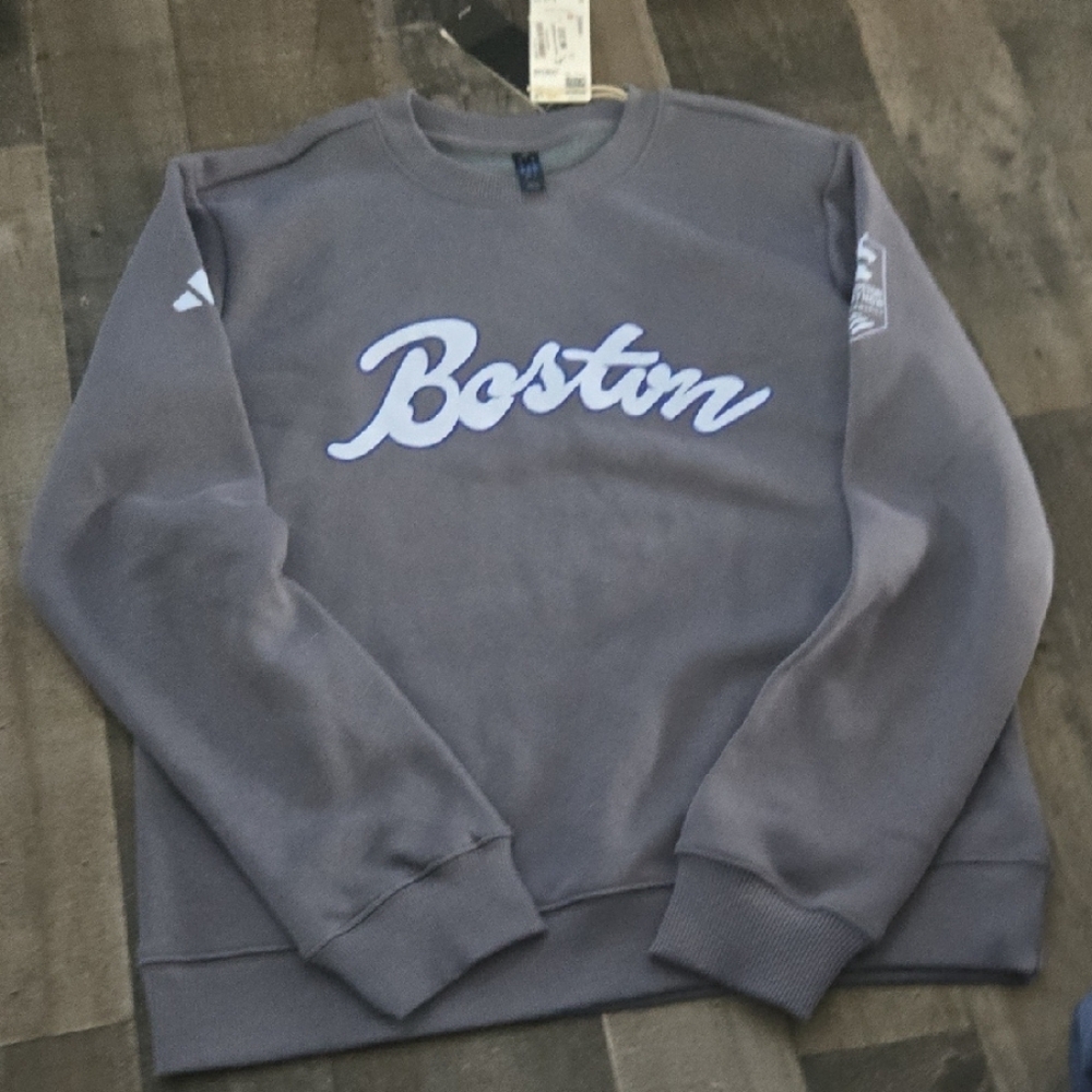 Adidas BOSTON MARATHON Fleece Crew Neck BofA 2025 Onix Women's Size S JW9349.NWT